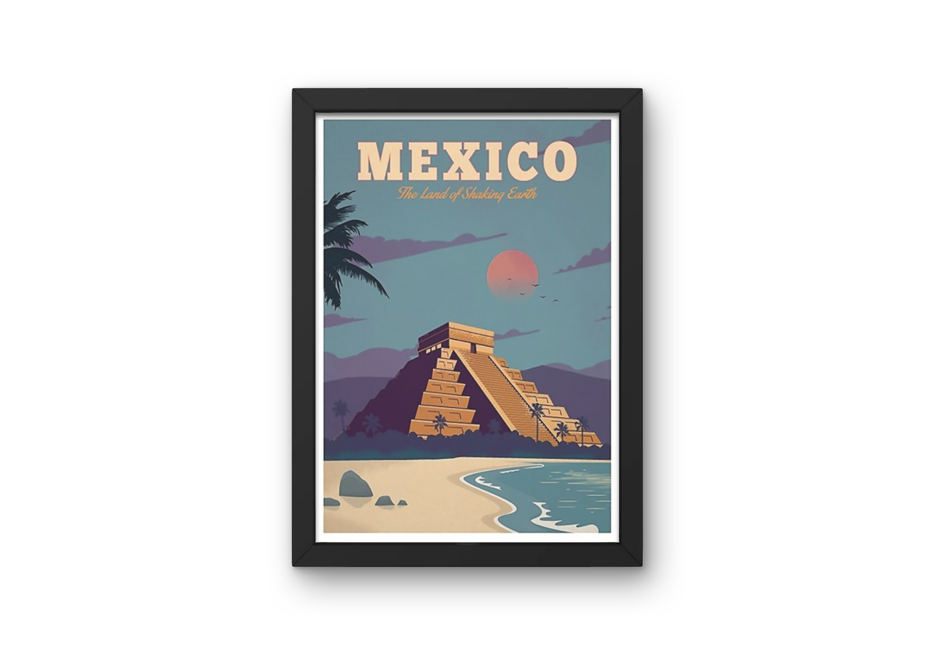 Vintage Mexico Temple Travel Art Painting