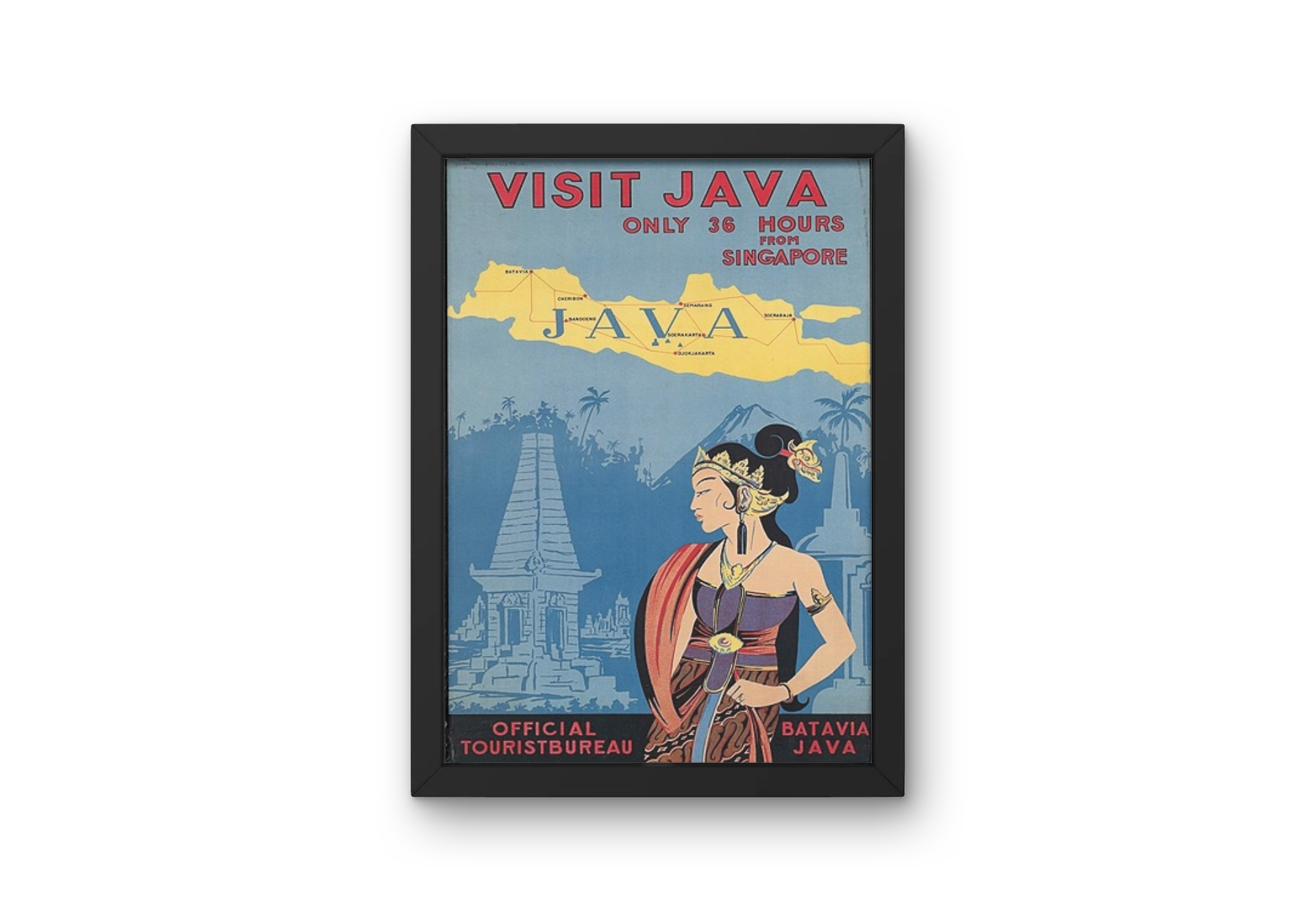 Vintage Java Tourism Travel Art Painting