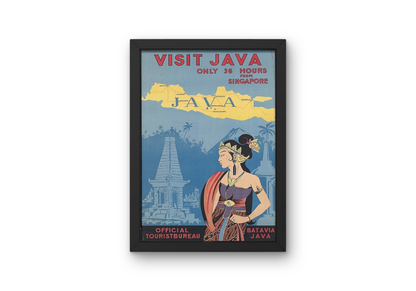 Vintage Java Tourism Travel Art Painting