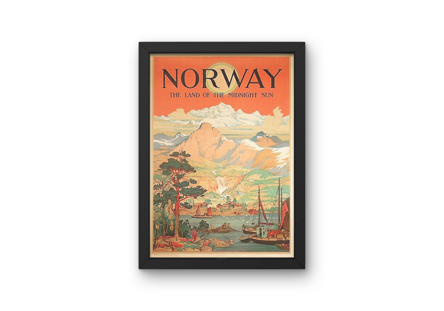 Vintage Norway Mountains Travel Art Painting