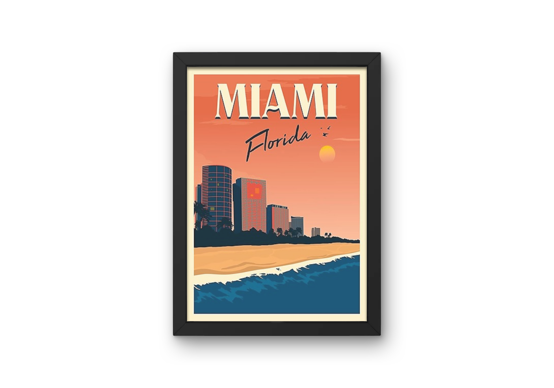 Vintage Florida Beach Travel Art Painting