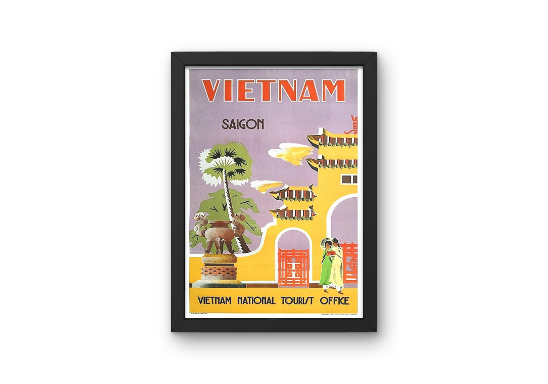 Vintage Vietnam Saigon Travel Art Painting