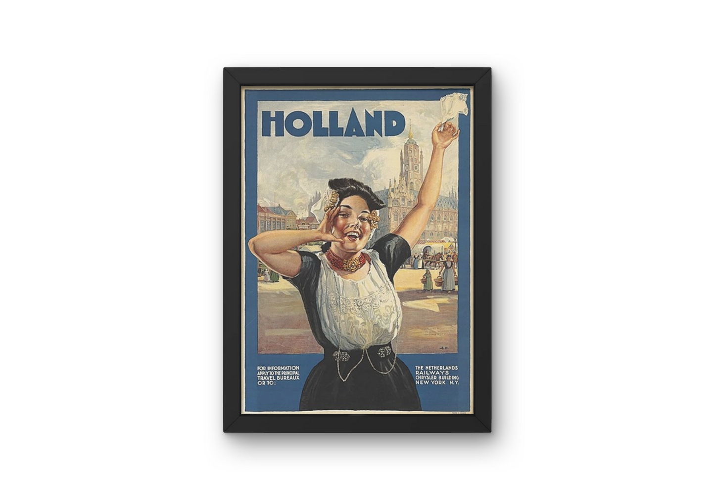 Vintage Holland Lady Travel Art Painting