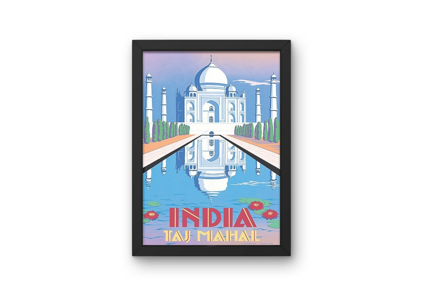 Vintage Taj Mahal Travel Art Painting
