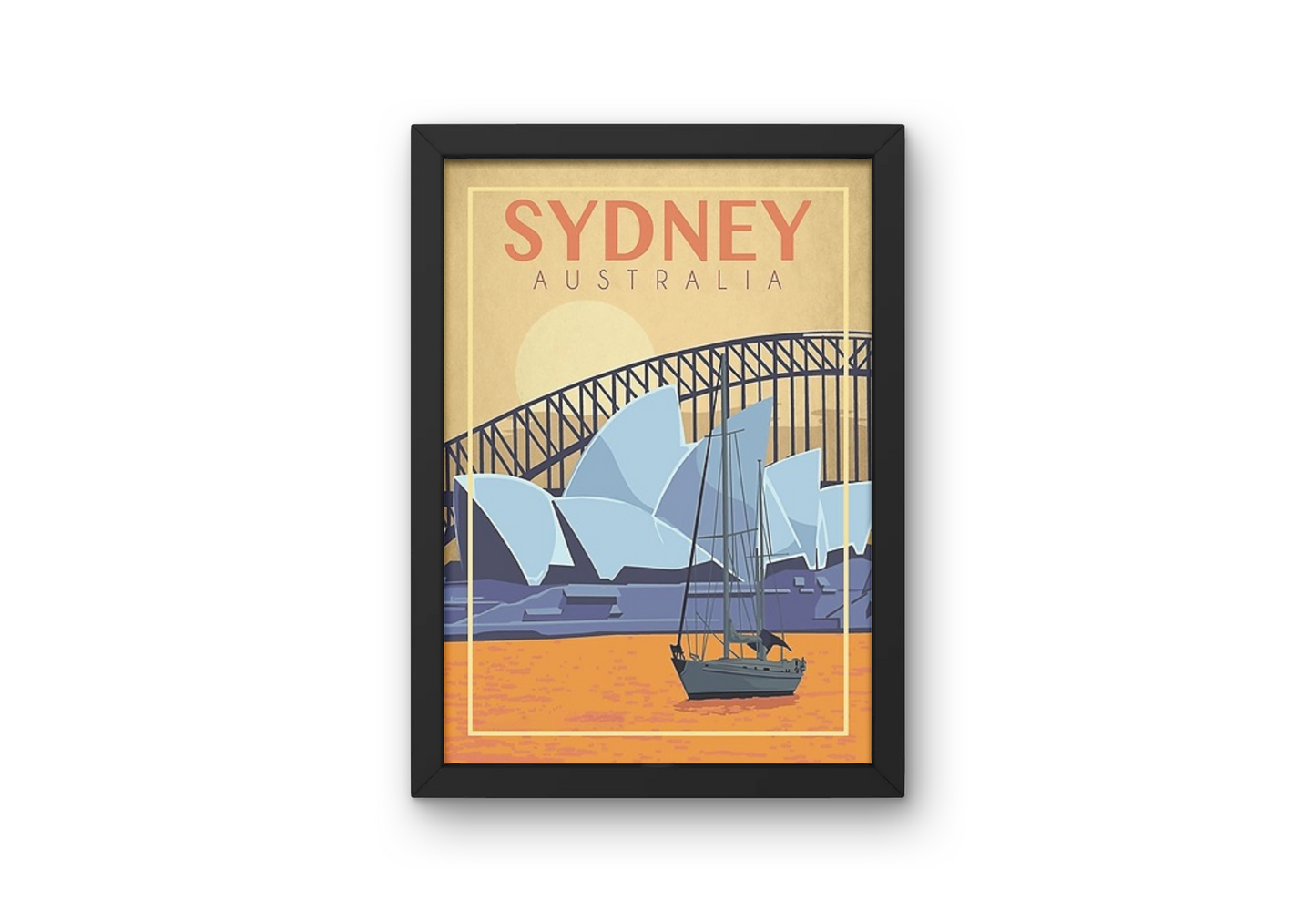 Vintage Sydney Operahouse Travel Art Painting