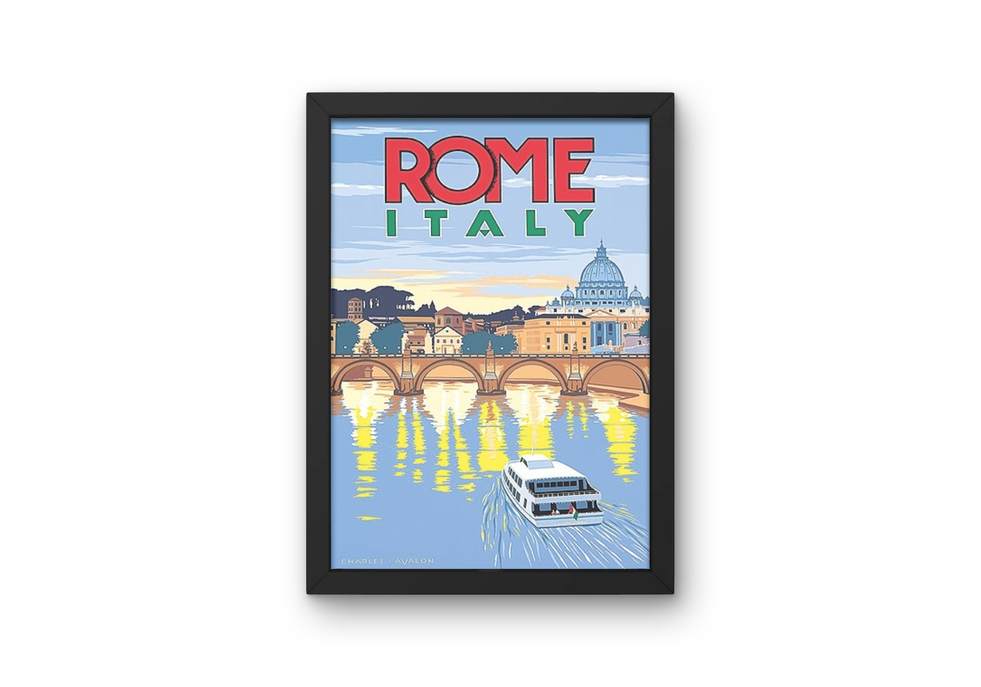 Vintage Rome Boat Travel Art Painting