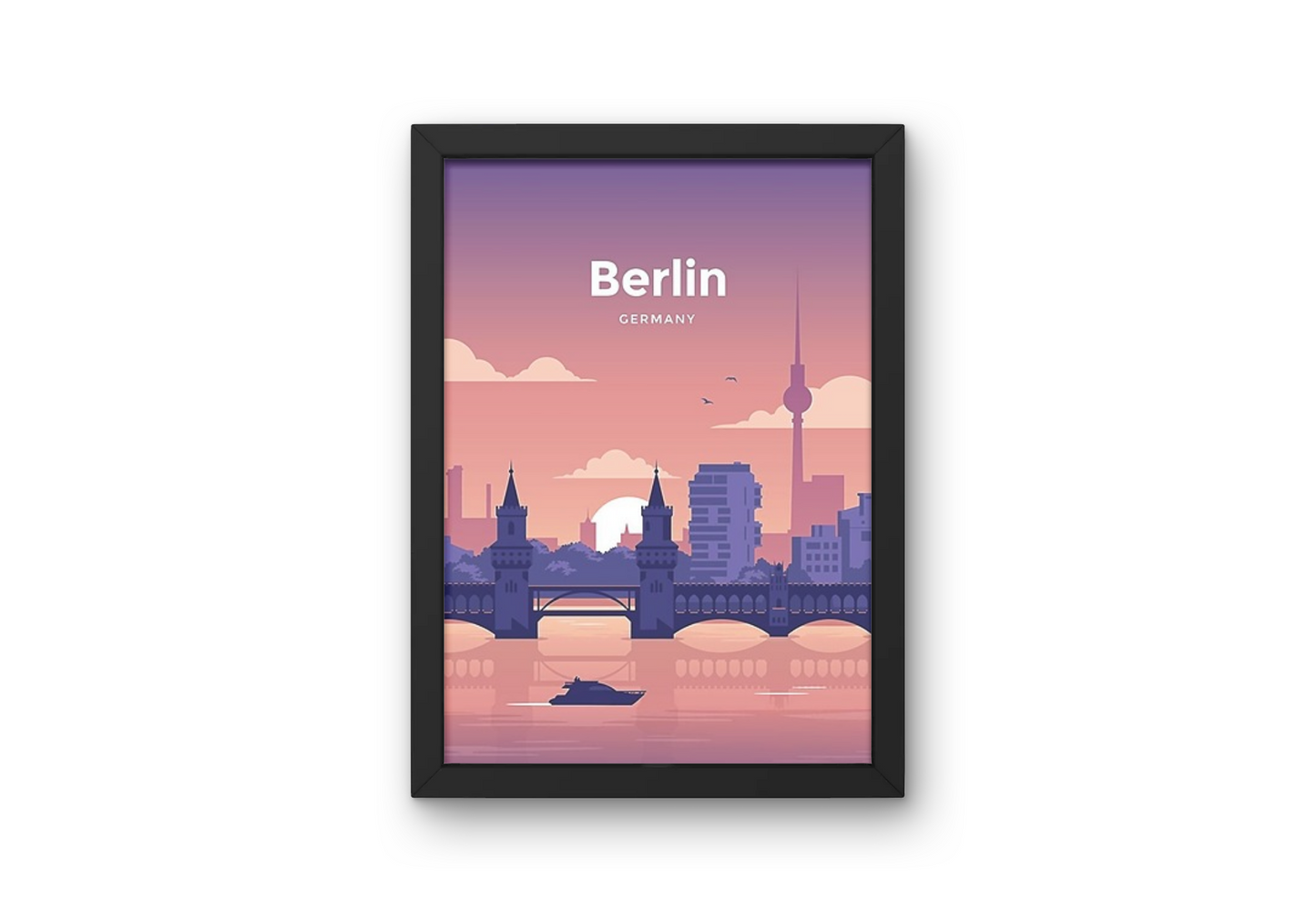 Vintage Berlin Sunset Travel Art Painting