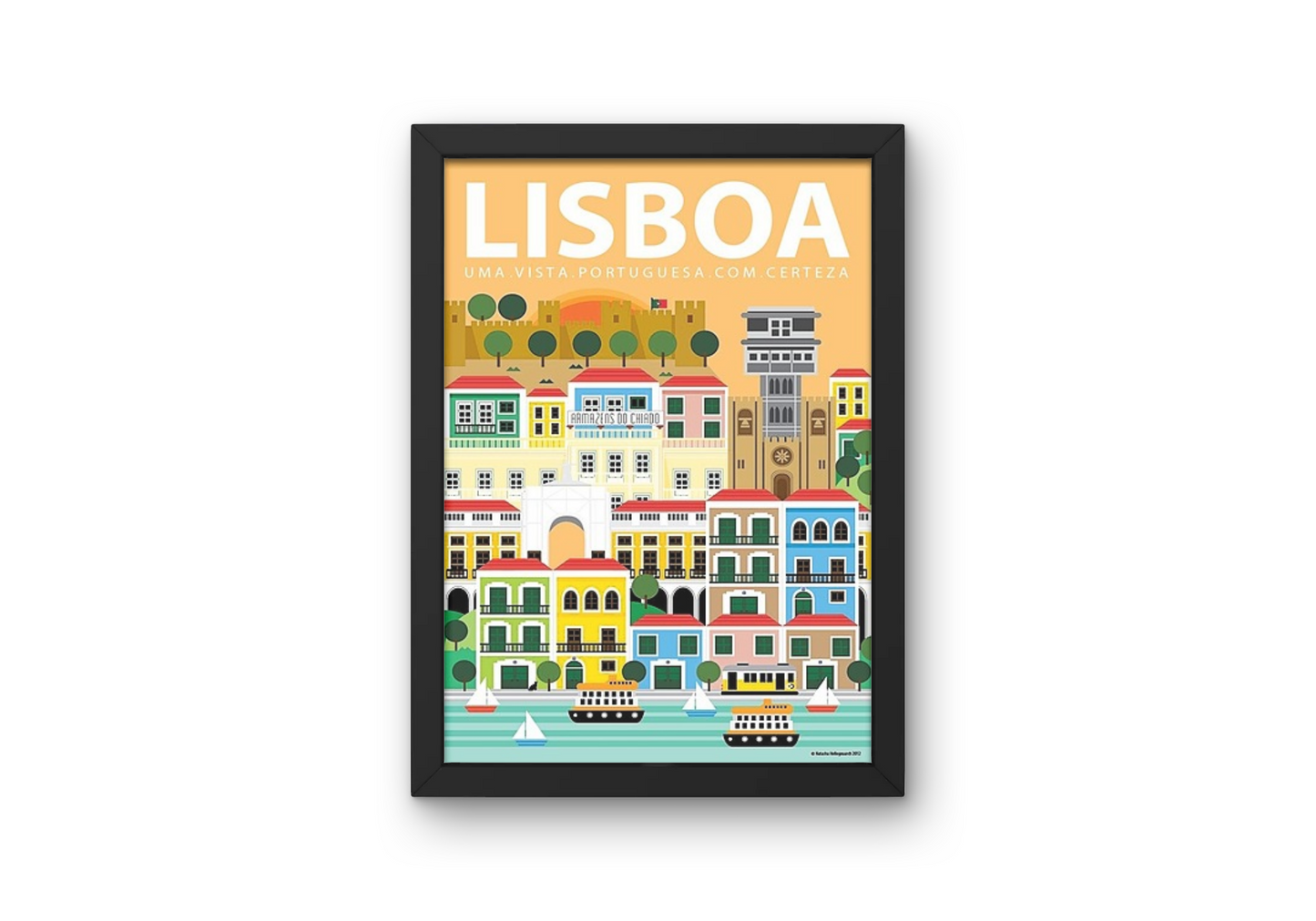 Vintage Lisbon Buildings Travel Art Painting