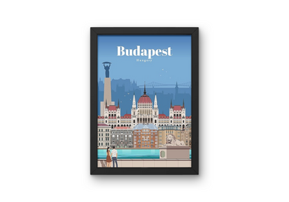Vintage Budapest Parliament Travel Art Painting