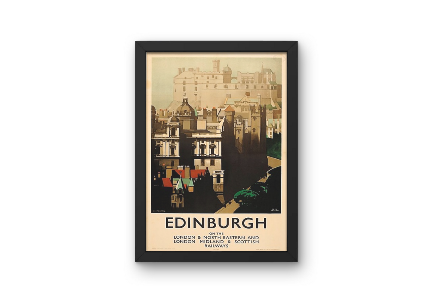 Vintage Edinburgh Castle Travel Art Painting