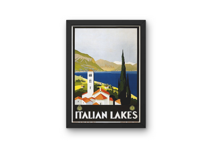 Vintage Italian Lakes Travel Art Painting
