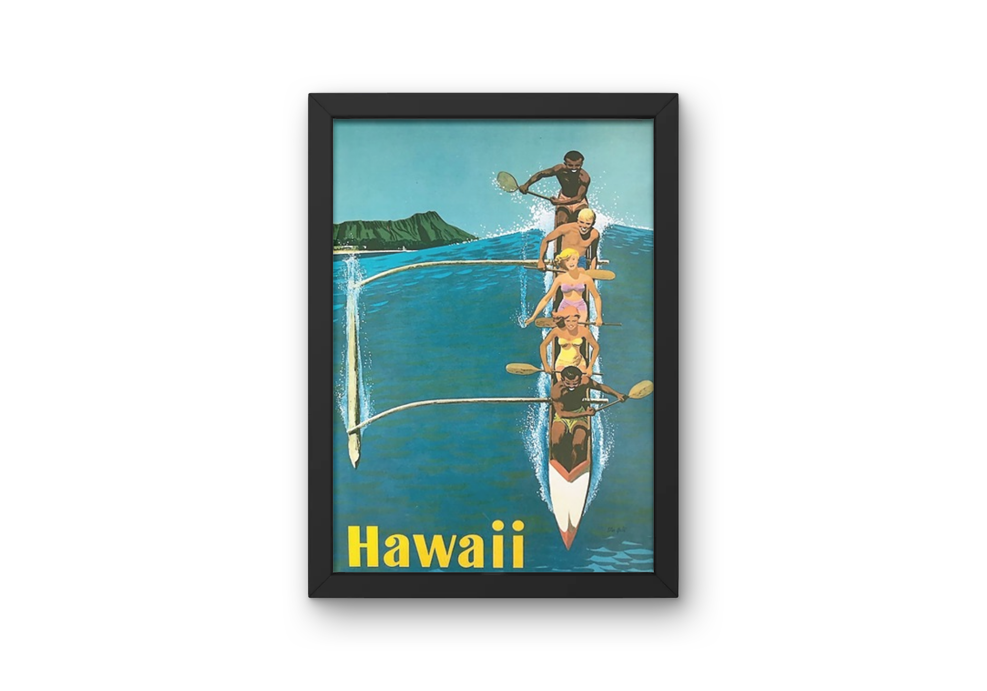 Vintage Hawaii Boat Travel Art Painting