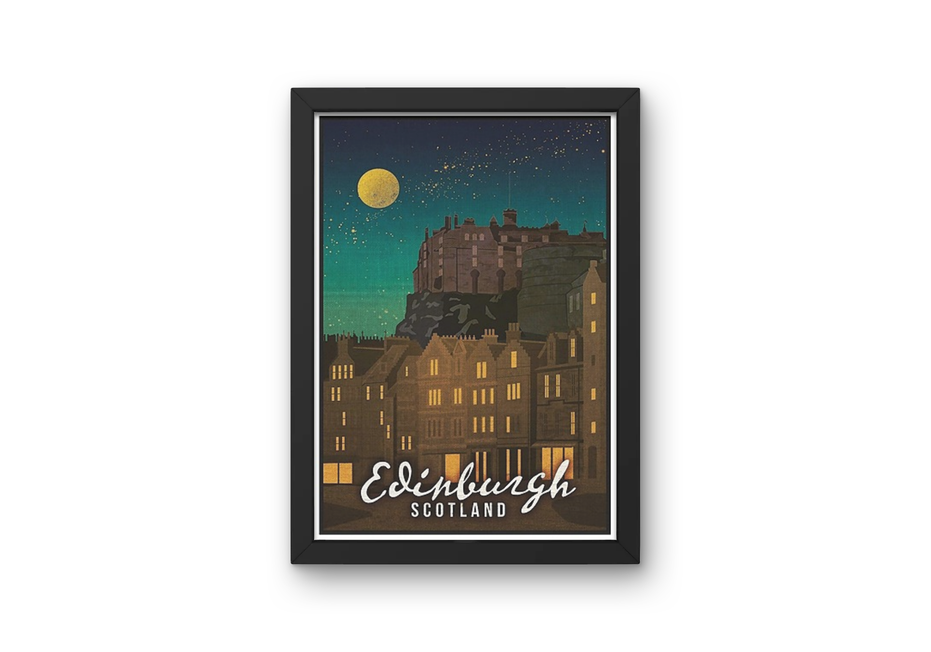 Vintage Edinburgh City Travel Art Painting