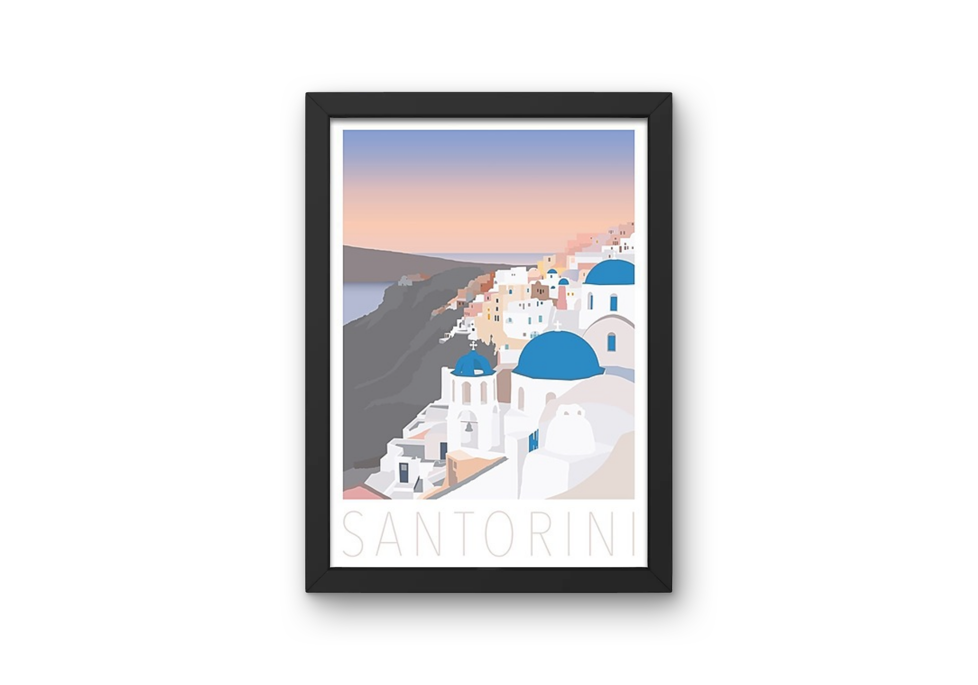 Vintage Santorini City Travel Art Painting