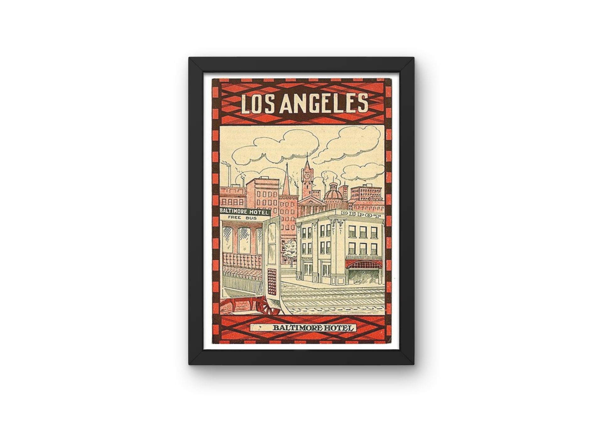 Vintage LA Hotel Travel Art Painting