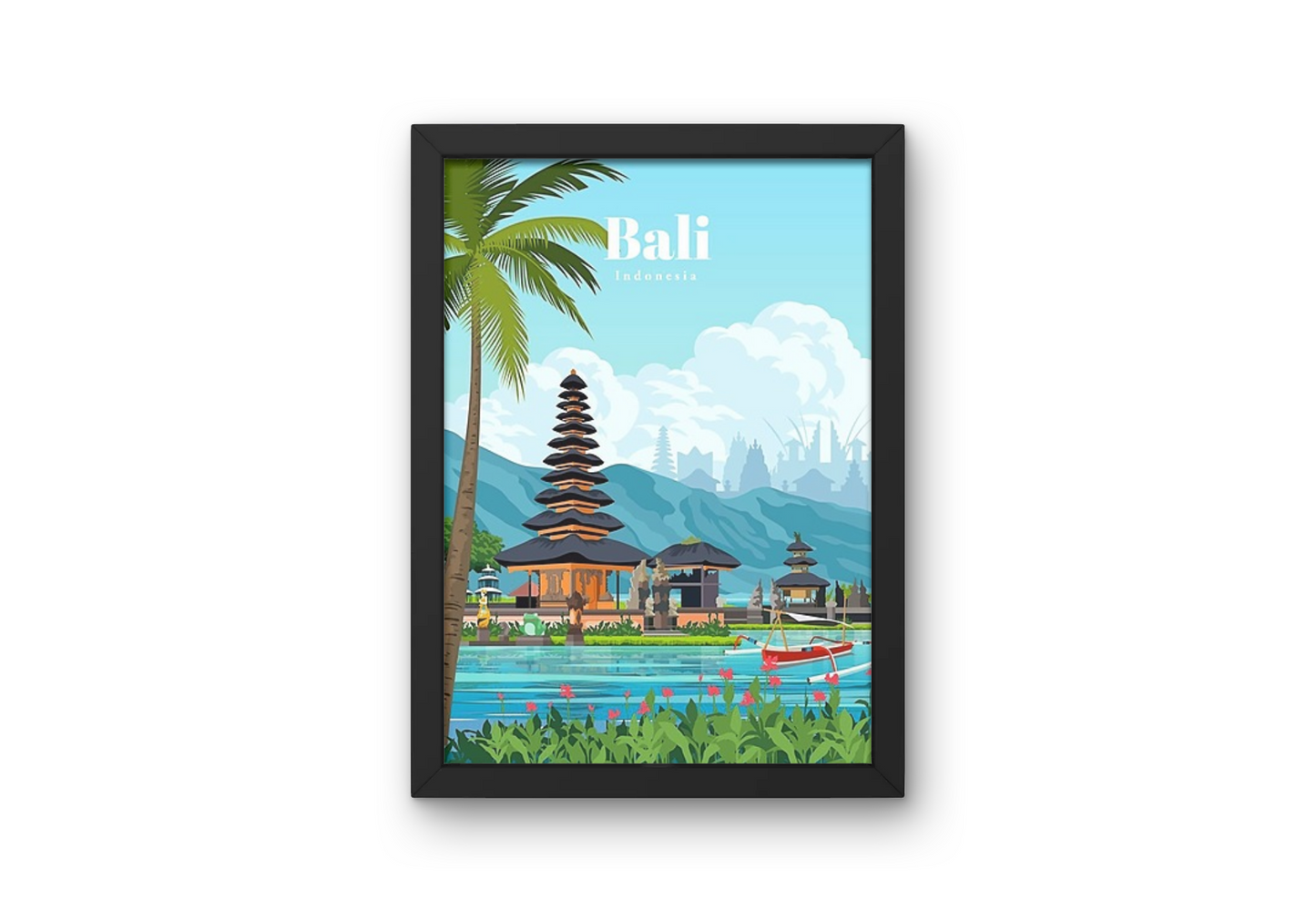 Vintage Bali River Travel Art Painting