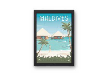 Vintage Maldives Travel Art Painting