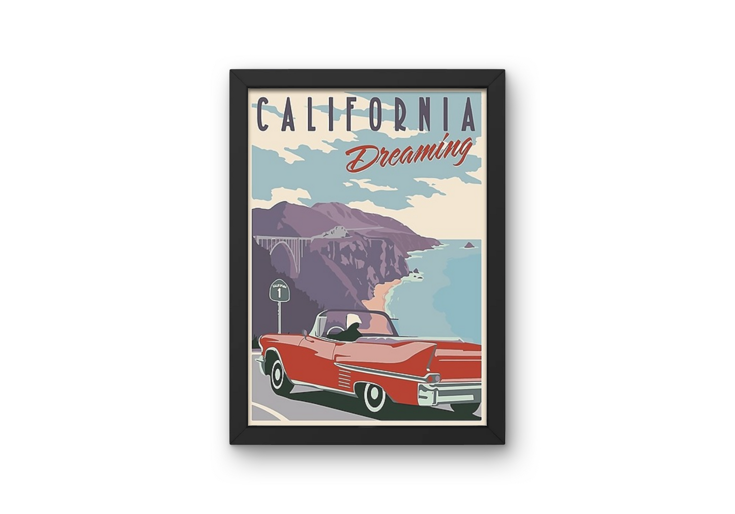 Vintage California Coast Travel Art Painting