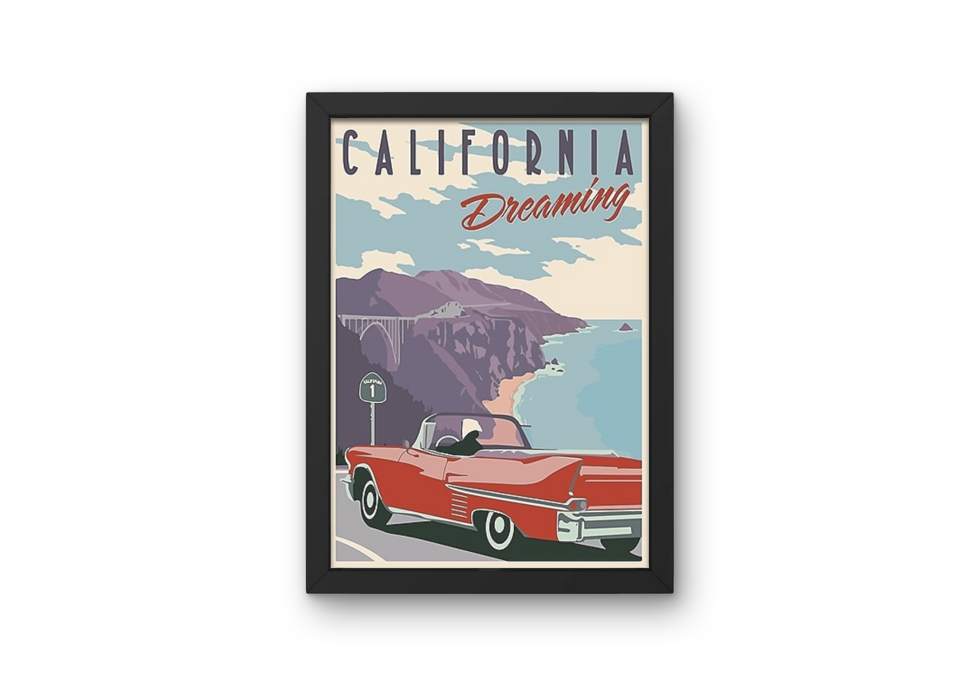 Vintage California Coast Travel Art Painting