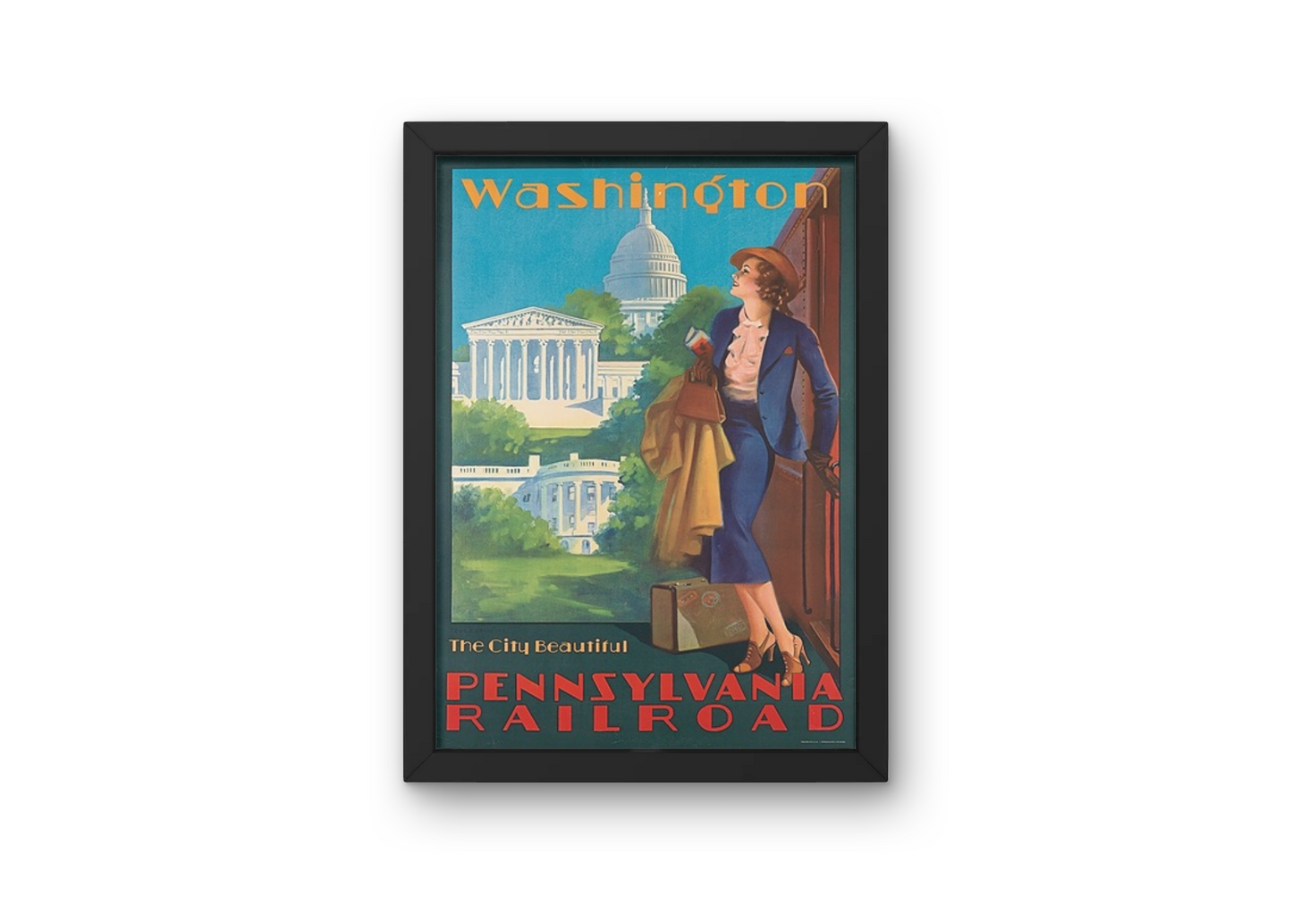 Vintage Washington Illustration Travel Art Painting