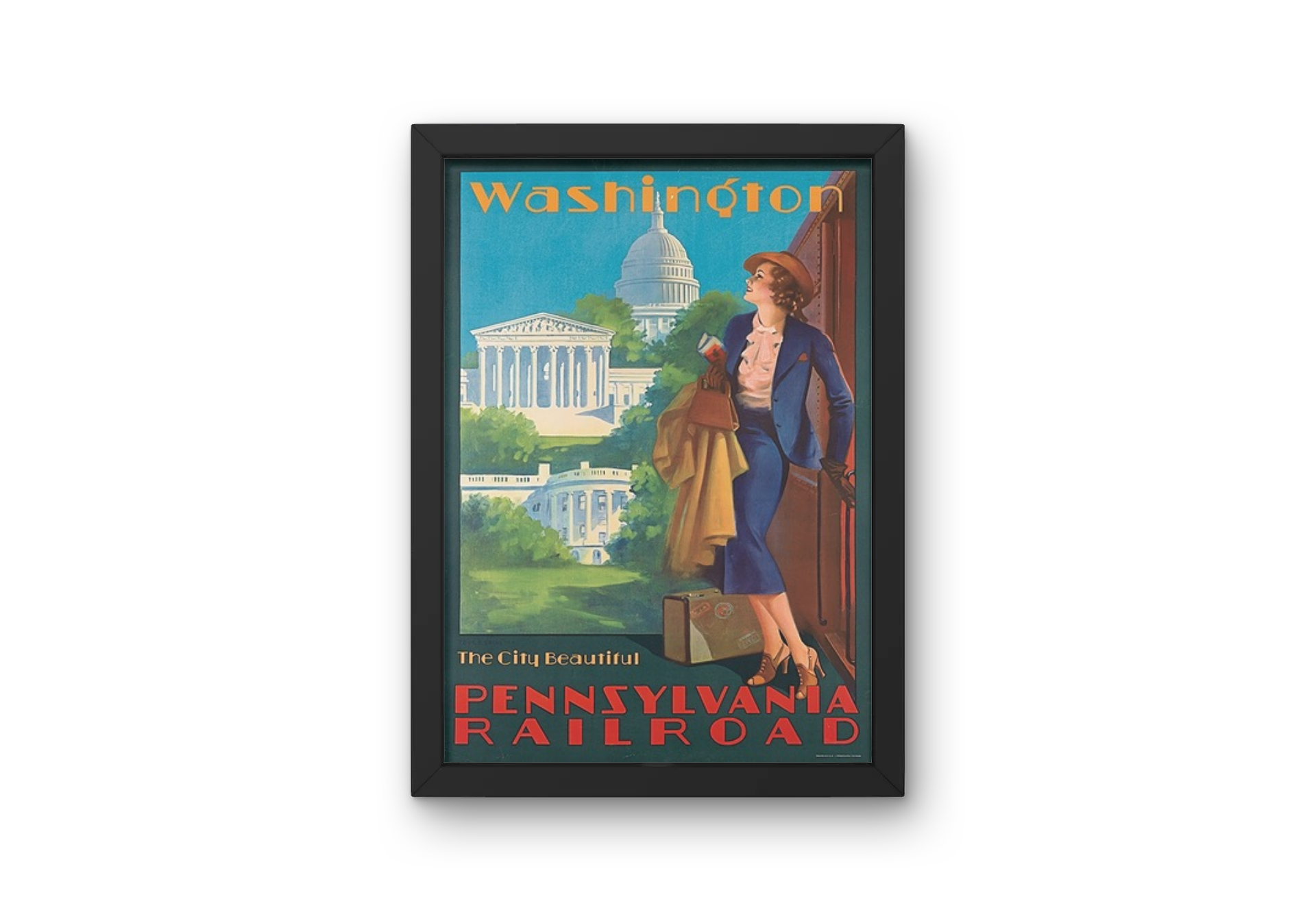 Vintage Washington Illustration Travel Art Painting