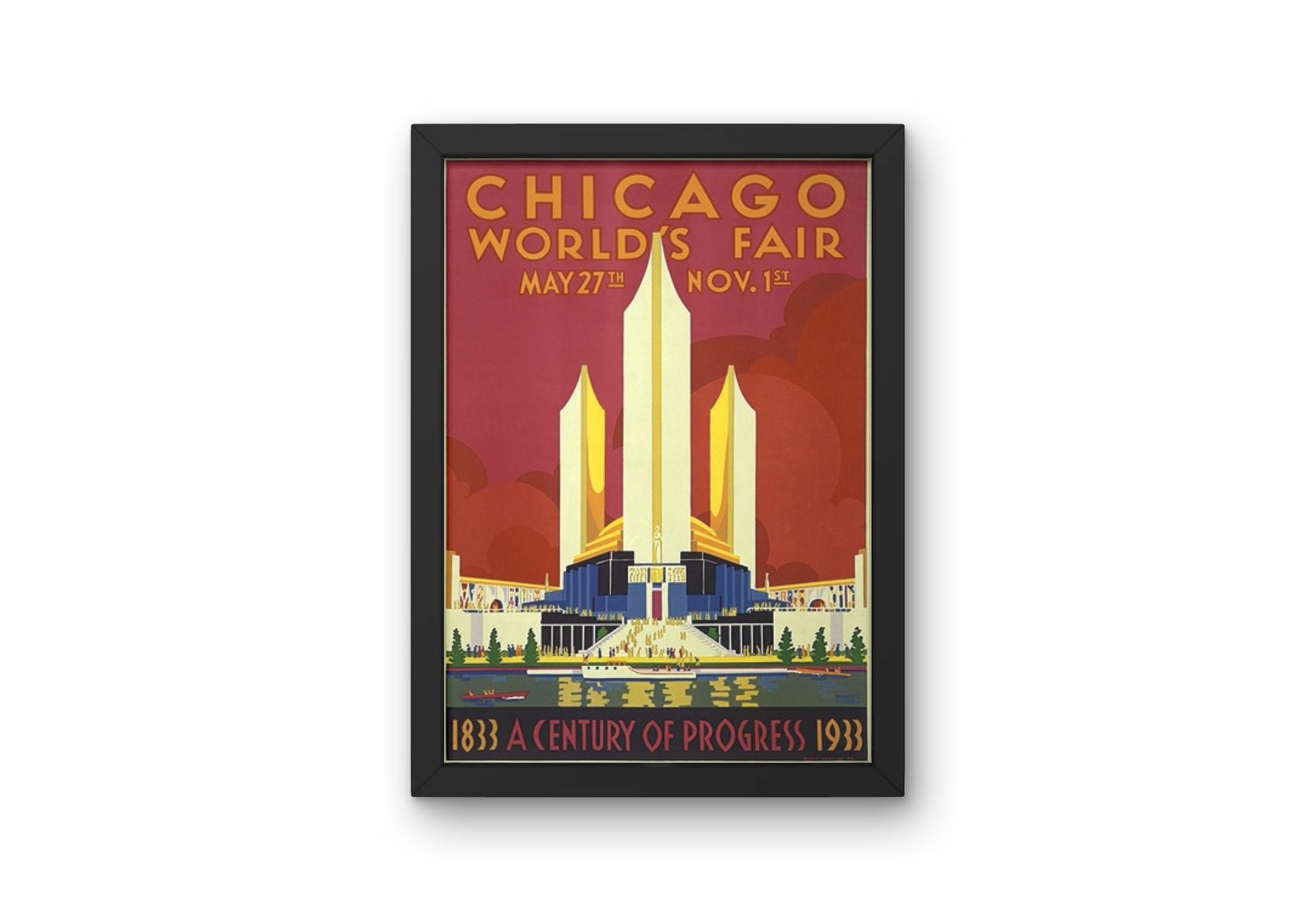 Vintage Chicago World Fair Travel Art Painting