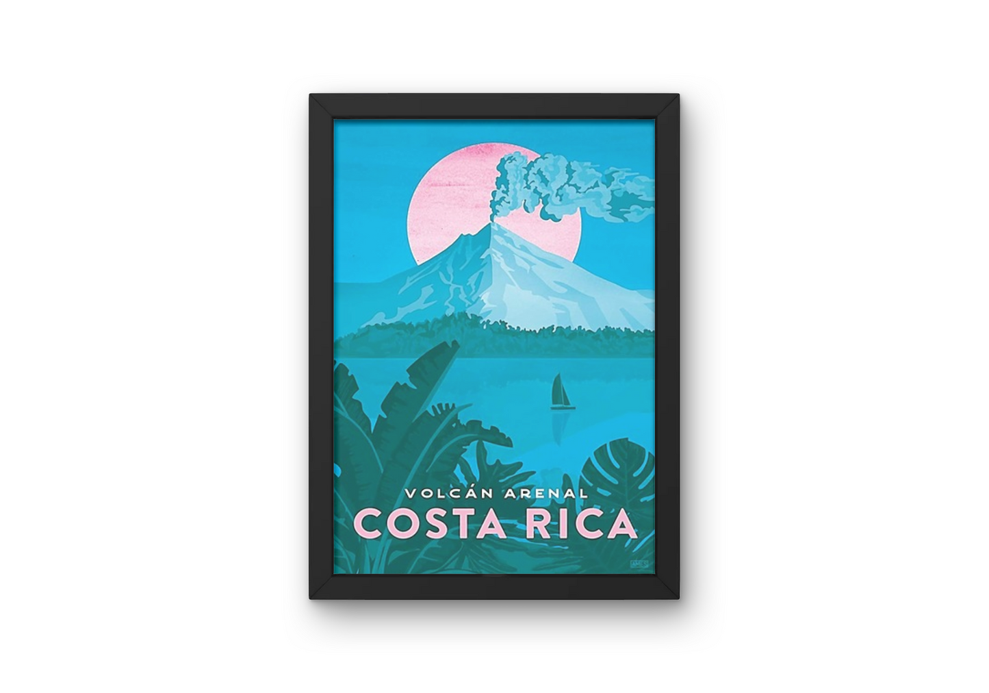 Vintage Costa Rica Volcano Travel Art Painting