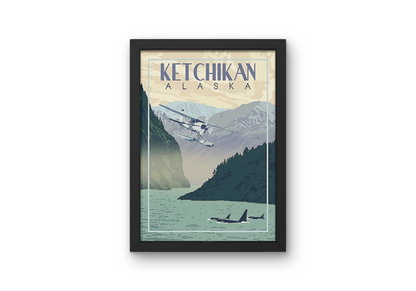 Vintage Seaplane in Ketchikan Travel Art Painting