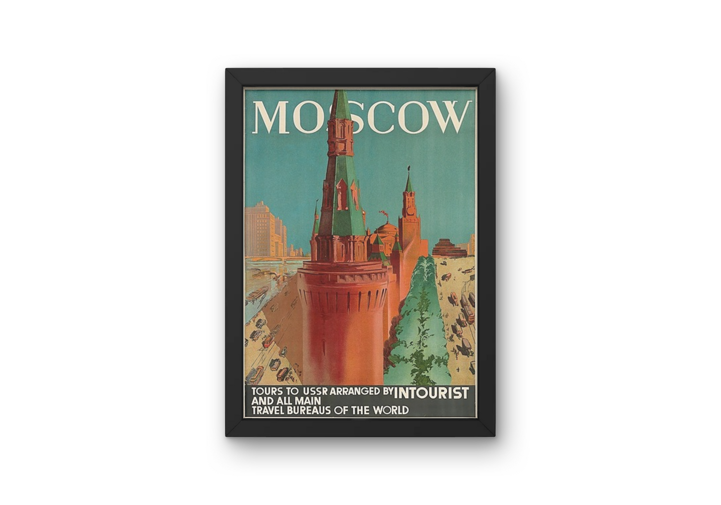 Vintage Moscow Kremlin Travel Art Painting