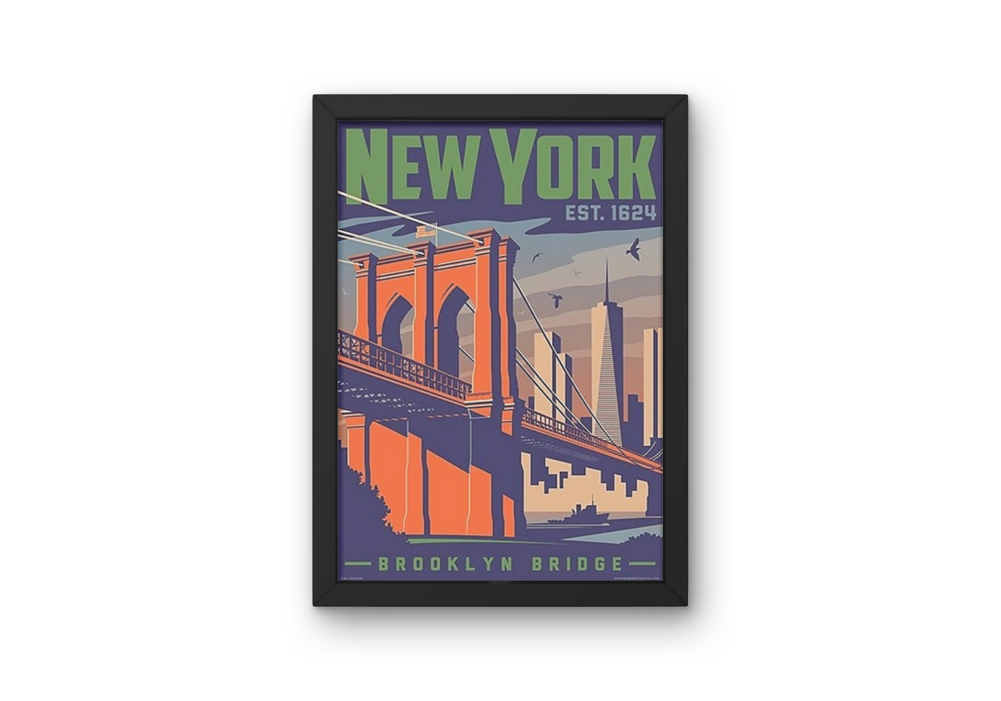 Vintage New York Brooklyn Bridge Travel Art Painting