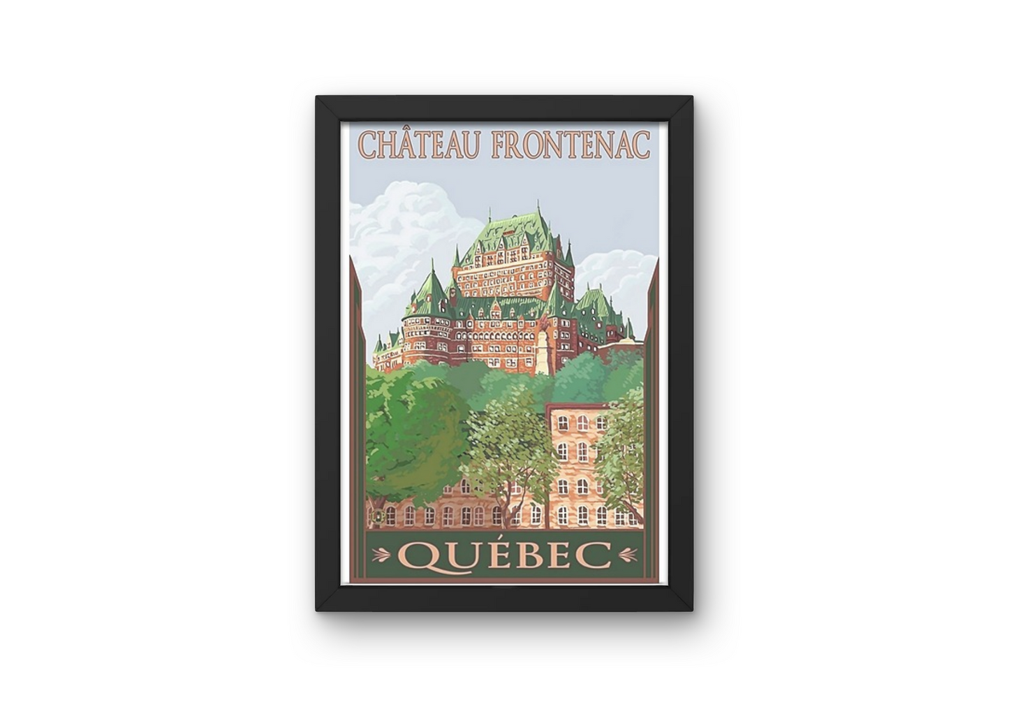 Vintage Quebec Chateau Travel Art Painting