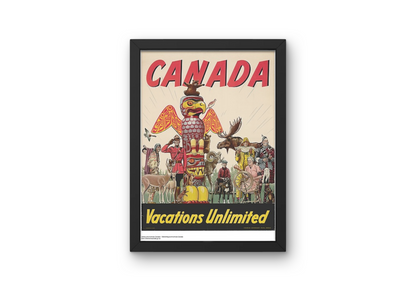 Vintage Canadian Vacations Travel Art Painting