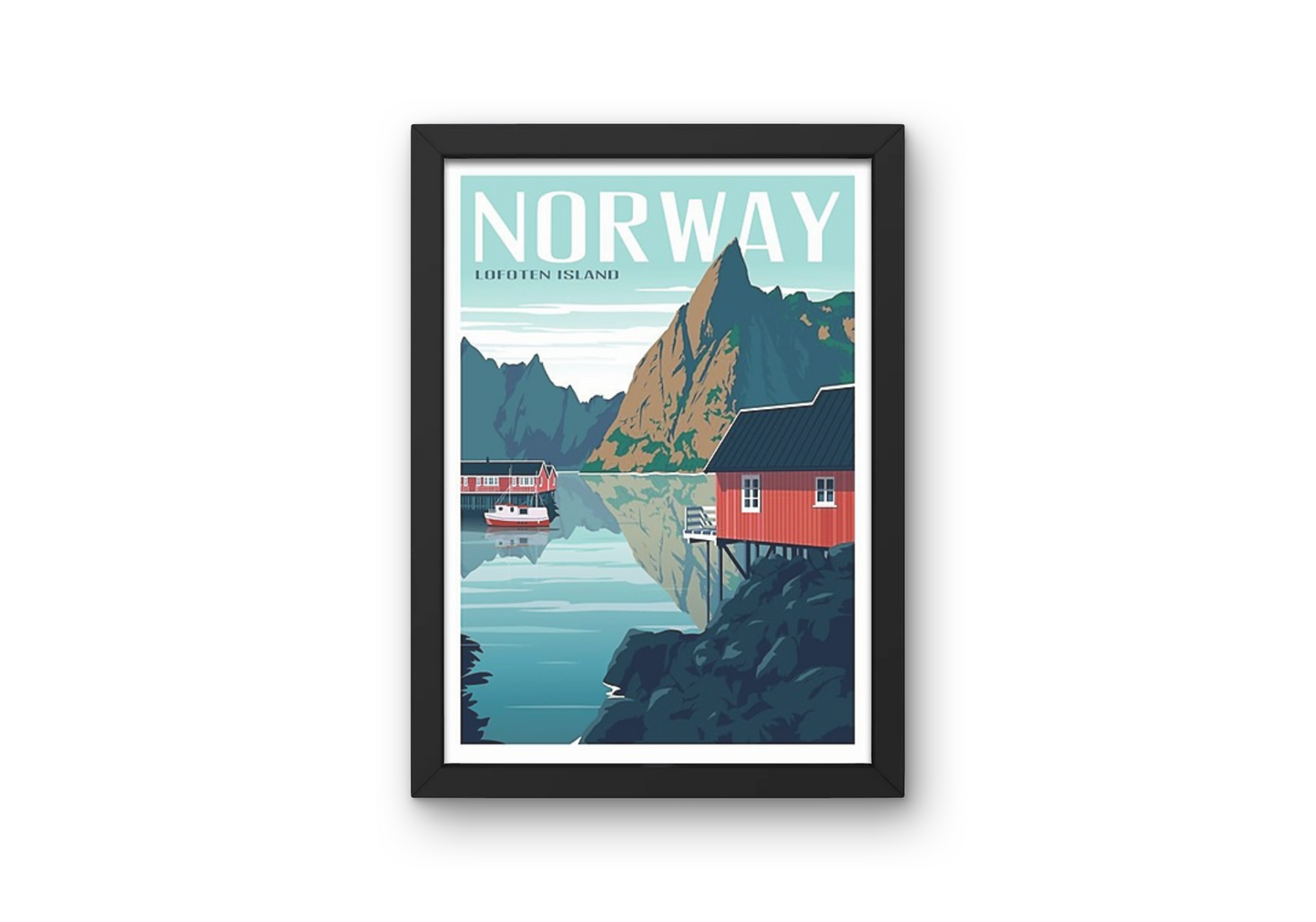 Vintage Norway Fjords Travel Art Painting