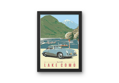 Vintage Lake Como Automobile Travel Art Painting