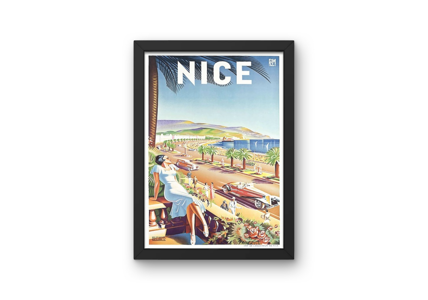 Vintage Nice France Travel Art Painting