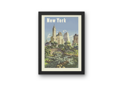 Vintage New York Garden Travel Art Painting