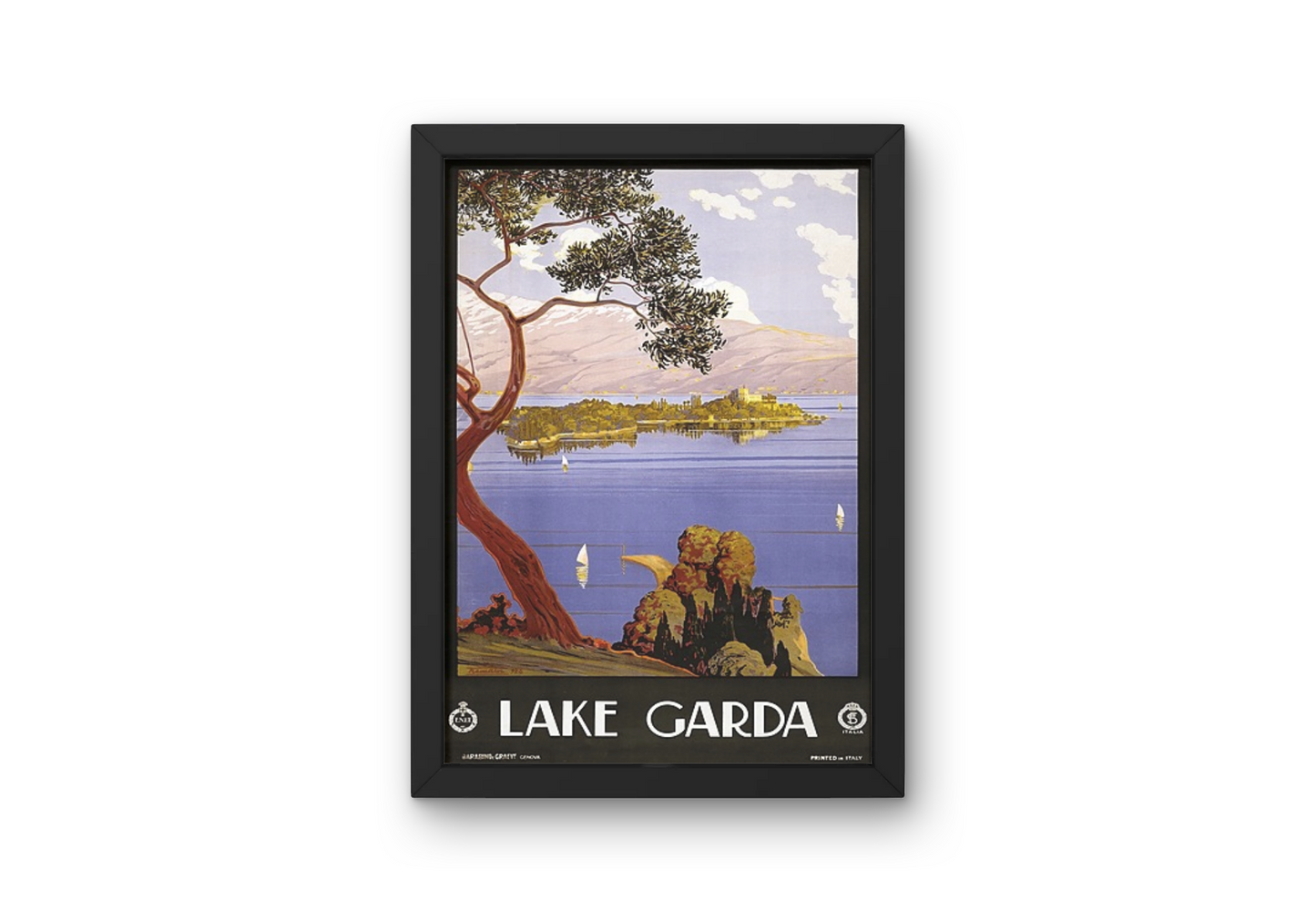 Vintage Lake Garda Travel Art Painting