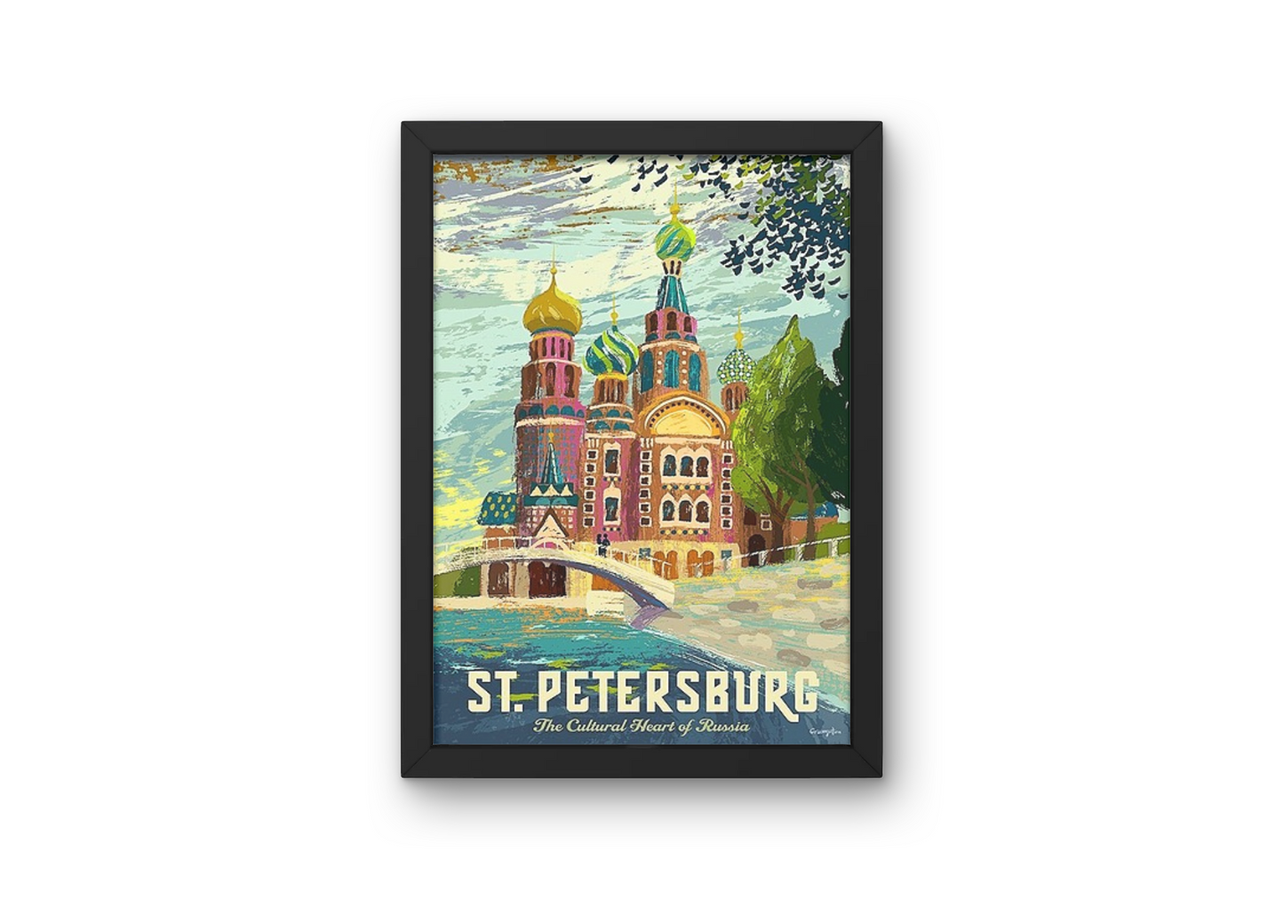 Vintage St. Petersburg Cathedral Travel Art Painting