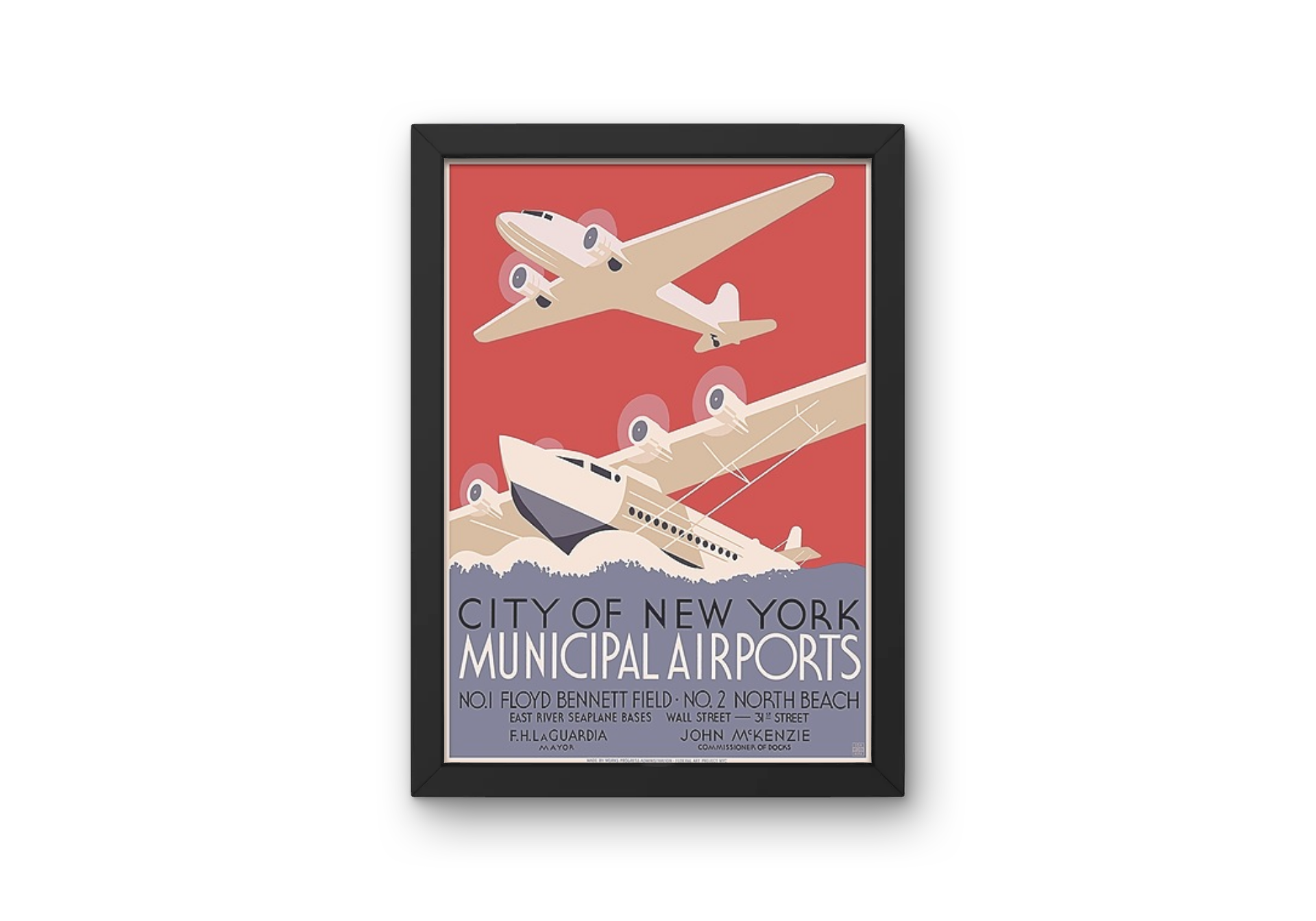 Vintage New York Airplanes Travel Art Painting