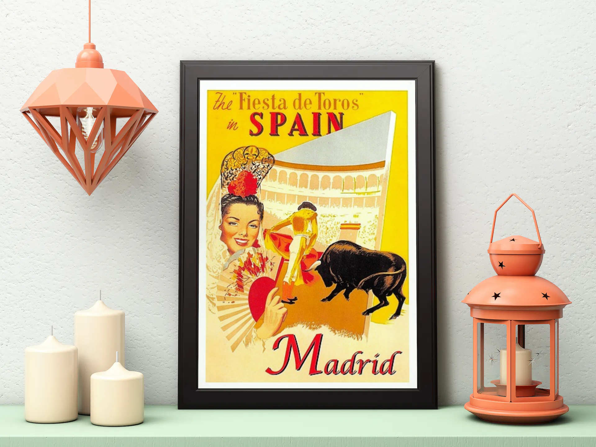 Vintage Madrid City Ilustration Travel Art Painting