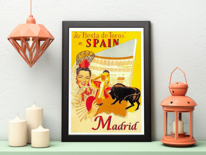 Vintage Madrid City Ilustration Travel Art Painting