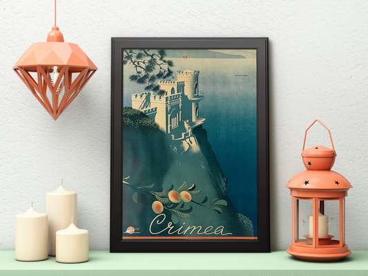 Vintage Crimea Fort Travel Art Painting