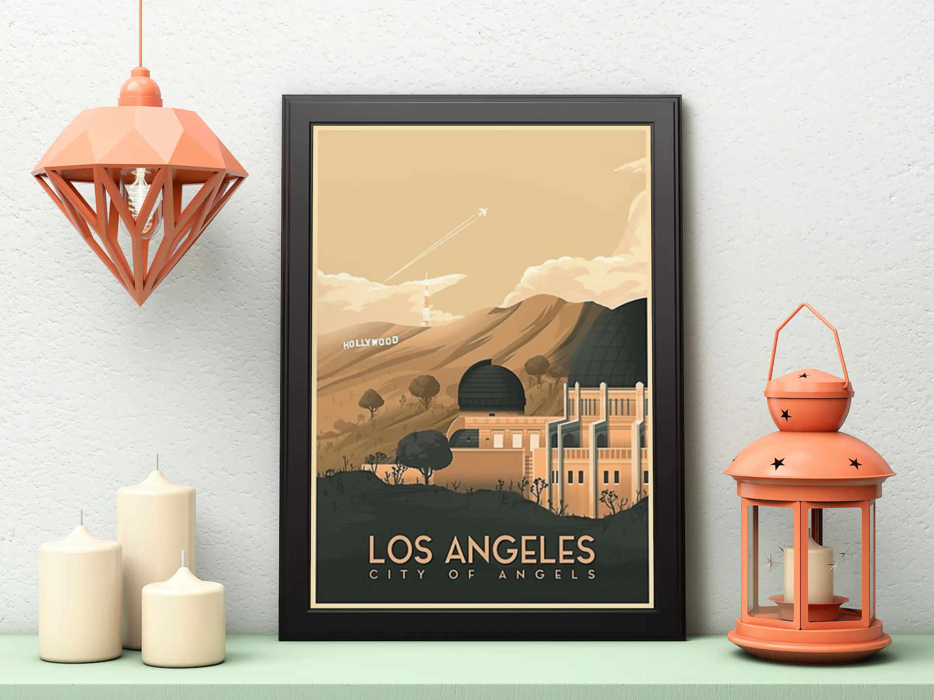 Vintage Los Angeles Travel Art Painting