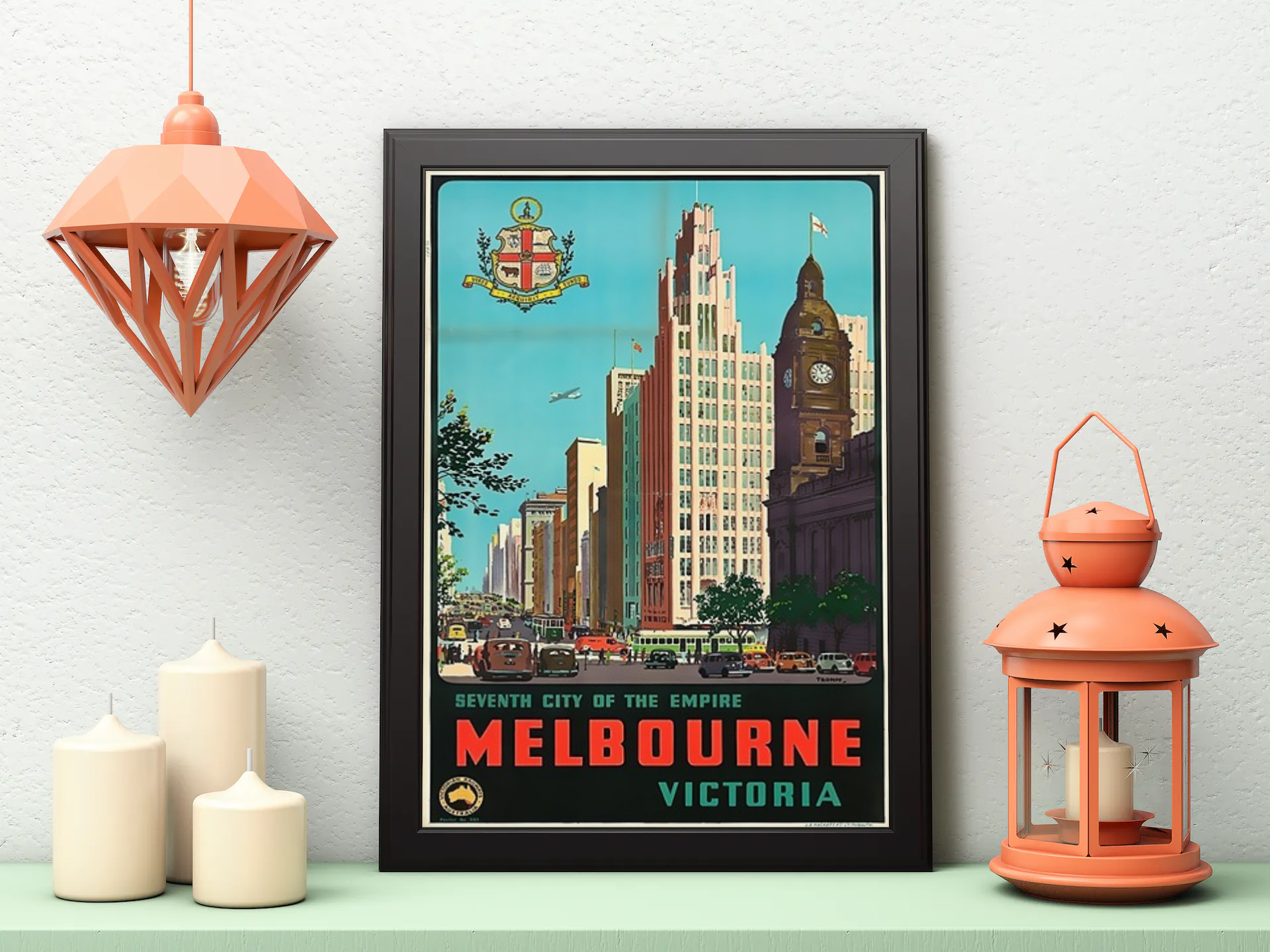 Vintage Melbourne City Travel Art Painting