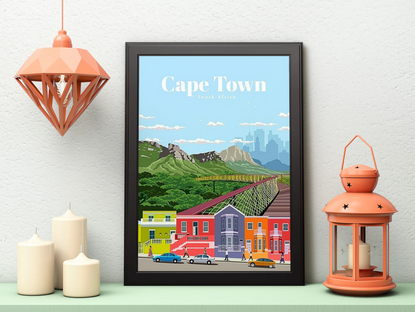 Vintage Cape Town City Travel Art Painting