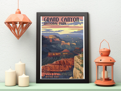 Vintage Grand Canyon Park Travel Art Painting