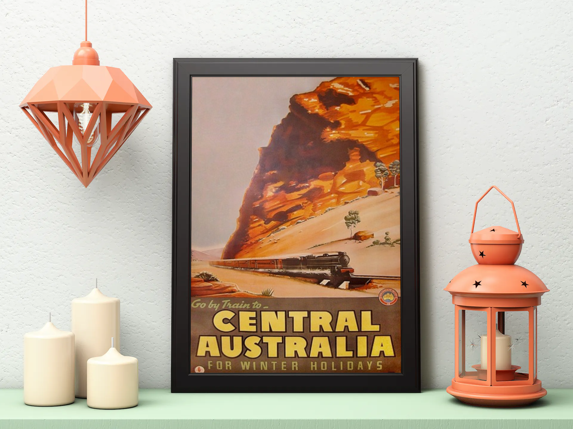 Vintage Australian Train Travel Art Painting