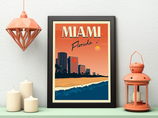 Vintage Florida Beach Travel Art Painting