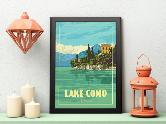 Vintage Lake Como Travel Art Painting