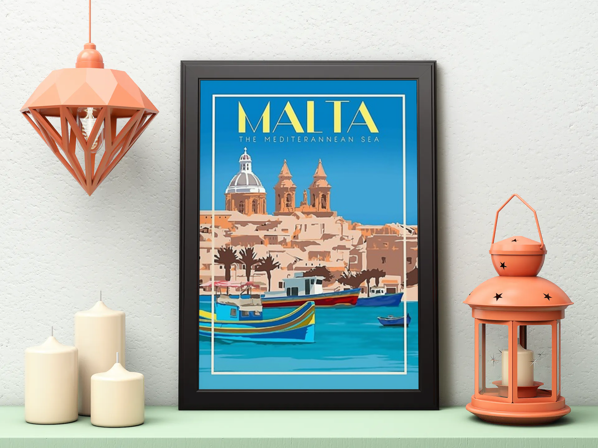 Vintage Malta Travel Art Painting